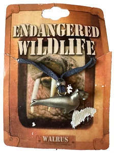 ENDANGERED WILDLIFE NECKLACE Leather 21" Chain WALRUS - Picture 1 of 3