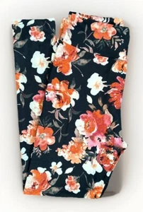 OS Lularoe Leggings Floreale Art Deco Marrone Fiori Nero Taglia 2-10 NUOVO 958879 - Foto 1 di 4