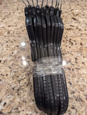 Set of 10 Heavy Duty Hangers Black Plastic with Metal Hook with size markers - Image 1 of 4