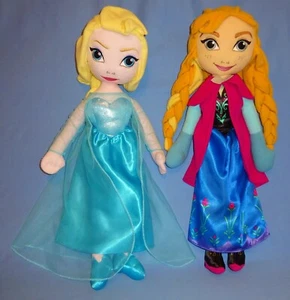 DISNEY PLUSH FROZEN LOT-PRINCESS ELSA AND ANNA 25"-PILLOW BUDDIES-DOLL SET-2-EUC - Picture 1 of 12