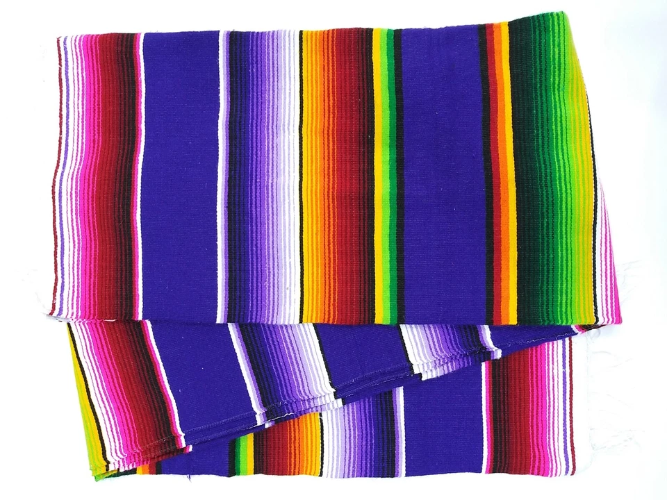 Artisan Falsa Mexican Blanket Saltillo Serape Yoga Throw Made in Mexico X-Large  - Image 1 of 4