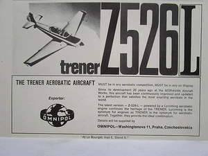 4/1973 PUB OMNIPOL MORAVAN AIRCRAFT AVION Z-526-L TRENER ORIGINAL AD - Picture 1 of 1