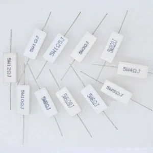 10pz Resistenza Cemento Wirewound Resistenza Ceramica 5W Orizzontale 0,1ohm -100Kohm - Foto 1 di 3