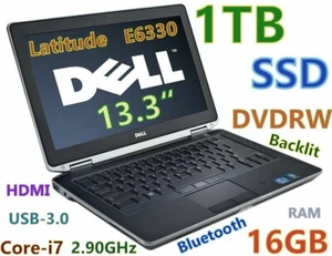 Dell E6330 i7-3520M 2.90GHz FAST 1TB (1024GB) SSD 16GB DVDRW 13.3" HDMI - Picture 1 of 9