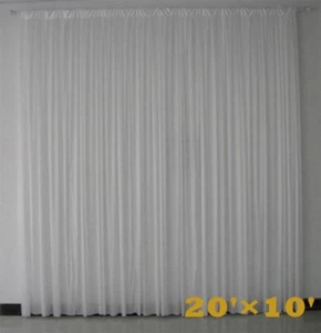 20'x10' White Pleated Backdrop Curtain for Wedding Stage Venue Draping Brand New - Picture 1 of 3