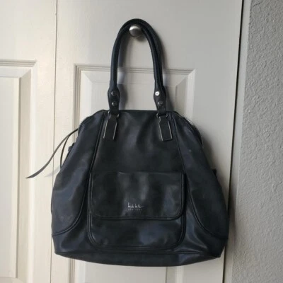 Bolso de Hombro Nicole Miller Imitación Cuero Desteñido Negro Y2K Foto 1 de 4