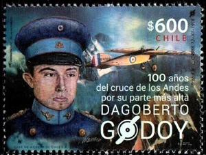 Chile 2018 Centenario Dagoberto Godoy Los Andes Cruz - Avión Antiguo Estampillada sin montar o nunca montada - Imagen 1 de 1