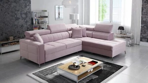 Ecksofa mit Schlaffunktion Simi III Maxi L-Form Sofa mit Bettkasten Samtoptik 26 - Bild 1 von 33