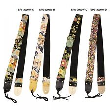 ARIA Stylish Japanese Pattern Guitar Strap Crepe Woven x Leather New from Japan for sale