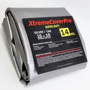 Cubierta protectora multiusos LONA 10' x 10' PLATA/BRONCEADO 14 mil con ojal - Imagen 1 de 3