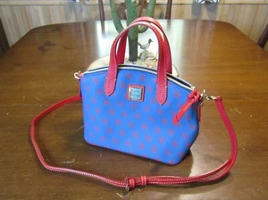 DOONEY & BOURKE  Tote Bag blue red  Leather Greta Satchel DB Logo - Picture 1 of 10