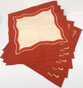 6 VTG Cloth Napkins VERA Amoeba-Style Graphic Atomic Fall Orange Neutral Color - Picture 1 of 4