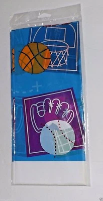 Sports Time Table Cover, Plastic Birthday Table Cloth, 48" x 88" - Concession 1p - Image 1 of 2