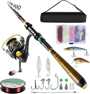 Fishing Rod Reel Combos Carbon Fiber Telescopic Fishing Pole Stainless Steel new