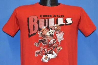 vtg 90s CHICAGO BULLS SLAM DUNK CARTOON MASCOT JACK DAVIS NBA t-shirt M - Image 1 of 3