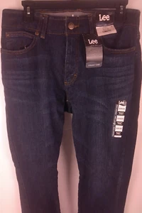 Lee Mens Active Stretch Straight Taper Dark Wash Blue Jeans Size 32-30 -New - Picture 1 of 18