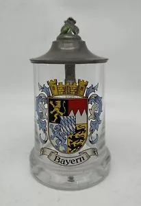 ThriftCHI - Glass Stein Mug Bayern Coat of Arms w Lid - Picture 1 of 7
