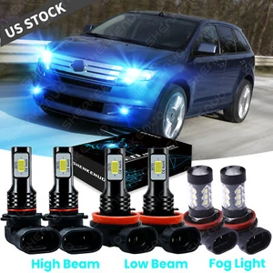 For Ford Edge 2007-2010 6x Ice Blue LED Headlight High/Low Bulbs+Fog Light Combo - Picture 1 of 12