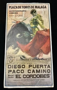Poster corrida vintage originale PLAZA DE TOROS MALAGA 1964 EXTRAORDINARIA RARO - Foto 1 di 4