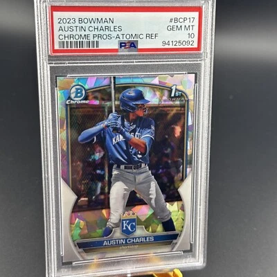 Austin Charles 2023 Bowman Chrome Prospects Atomic Refractor #BCP-17 PSA 10 - Image 1 of 4