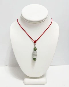 Vintage geschnitzte echte Jade Perlen Anhänger Halskette - Bild 1 von 16