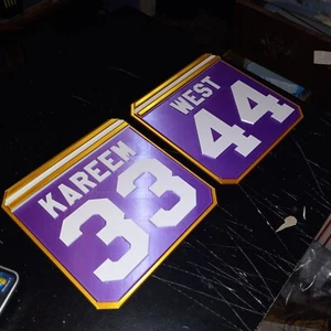 TWO 8" 3D Signs NBA Lakers 3D Printed 44 WEST & 33 KAREEM - Picture 1 of 12