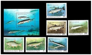 Azerbaiyán 1993 * PECES DEL MAR CASPIO * FAUNA * BLOQUE + CONJUNTO * MNH - Imagen 1 de 2
