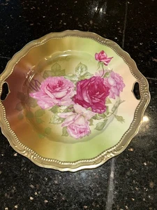 American Beauty Germany Hand Painted Plate C.T. Porcelain Stunning Gold Edges - Picture 1 of 7