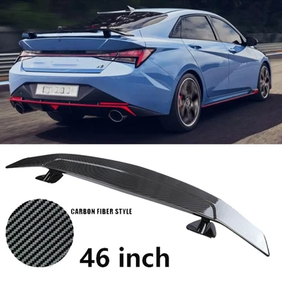 For Hyundai Elantra 46"Rear Trunk Spoiler Racing Lip GT Wing Carbon Fiber Styl - Image 1 of 4