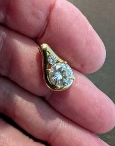Moissonite Fire 14K Yellow Gold Pendant 2ctw - Picture 1 of 9