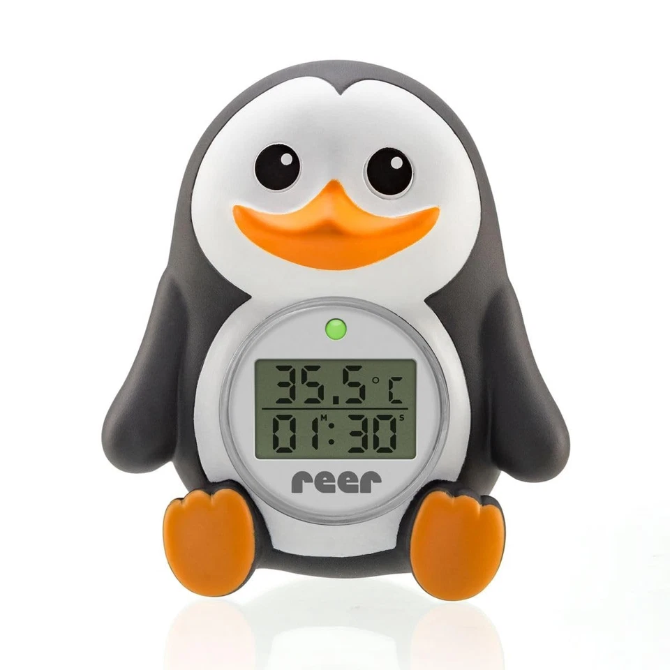 Reer 24041 Baby-Badethermometer, Pinguin-Motiv, LCD-Display, Stoppuhr- und Timer - Bild 1 von 1