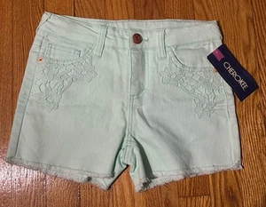 Cherokee Denim Shorts Girls Youth Mint Green Size Large L NWT - Picture 1 of 7