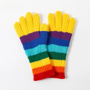 Damen Rainbow Strickhandschuhe Touchscreen Fäustlinge Unisex Süß Neuheit Winter - Bild 1 von 17