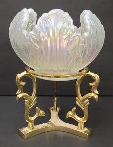 Candelabro Fenton Emperatriz Loto Francés Blanco Opalescente Rosa Cuenco - Imagen 1 de 8