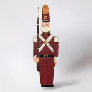 Vintage Hand Carved Wood Soldier Figurine Guard Nutcracker Decor 12 Inches - Picture 1 of 11
