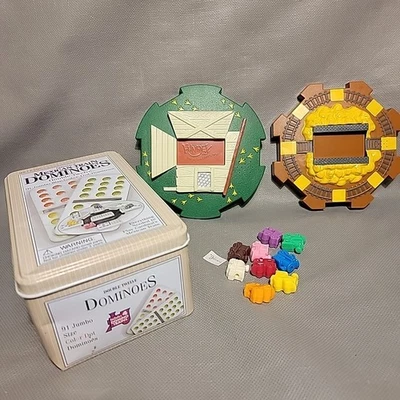 Cardinal Mexican Train Dominoes Double 12 91Jumbo Color Dot with 2 Fundex Games - Image 1 of 4