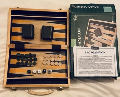 Traditional Wooden Games Backgammon Game In Wooden Suitcase Complete with Rules - Image 1 of 4