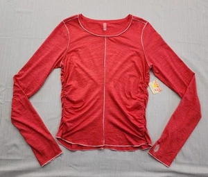 New Free People FP Movement Right On Run Long Sleeve Berry Red Sz Large - Picture 1 of 18