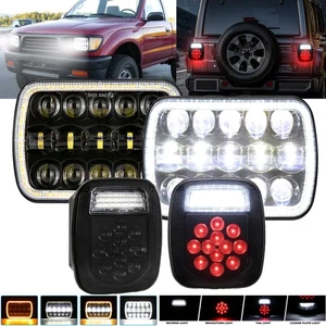 For Jeep Wrangler YJ 1987-1995 7x6" LED Headlights+LED Tail Lights Turn Signal - Picture 1 of 12