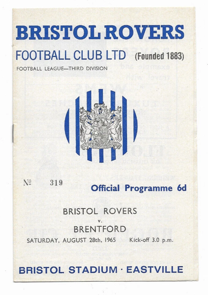 1965/66 Division 3 - BRISTOL ROVERS v. BRENTFORD - Image 1 of 2