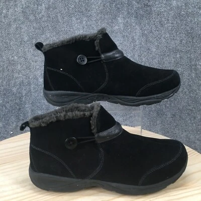 Easy Spirit Boots Womens 12 M Estrip Winter Black Leather Faux Fur Button Round - Image 1 of 4