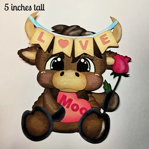 LOVE MOO COW VALENTINE álbum de recortes piezas de papel prehecho troquelado 3D Rhonda - Imagen 1 de 1