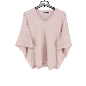M Made In Italy Damen Pullover Poncho V-Ausschnitt mittel rosa weich Frühling Viskose - Bild 1 von 8
