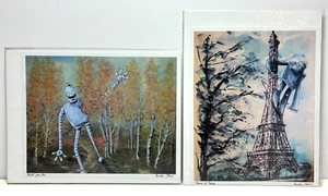 2 SCI-FI KUNSTDRUCKE Audra Olivia signiert TURM VON PARIS, WARTE AUF MICH Roboter Aliens - Bild 1 von 8