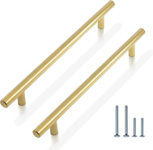 2-10pcs Cabinet Handle Drawer Pull Golden 160mm 192mm 256mm Handles Pulls T - Picture 1 of 9