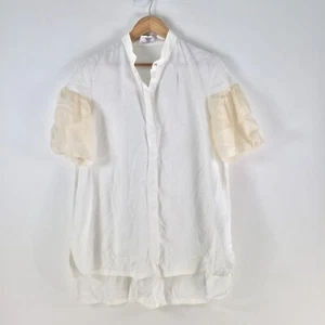 Max mara shine! womens blouse shirt size 16 white short sleeve cotton silk111315 - Picture 1 of 10