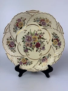 \Piatto di presentazione rotondo vintage 12" ZSOLNAY Ungheria farfalla con accenti oro - Foto 1 di 3