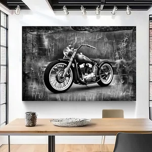 Leinwand Bilder Motorräder Chopper Oldtimer Schwarz Weiß Wandbilder XXL 4633b - Bild 1 von 13