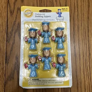 2006 Wilton Graduate Girl Bobbling Cupcake Toppers 6 Bobblehead NOS VTG NEW Cake - Picture 1 of 3
