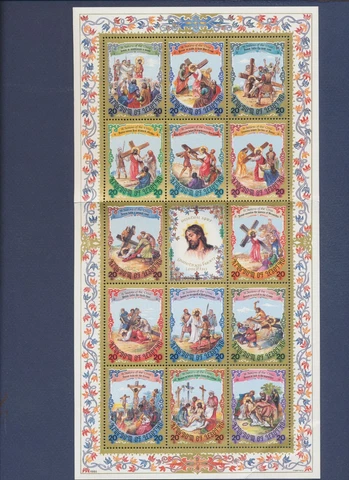 LESOTHO  - Scott 468  - MNH S/S, folded, small mark on back - Easter - 1985 Cover